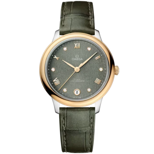 DE VILLE PRESTIGE 34 MM STAINLESS STEEL - YELLOW GOLD WITH GREEN DIAL