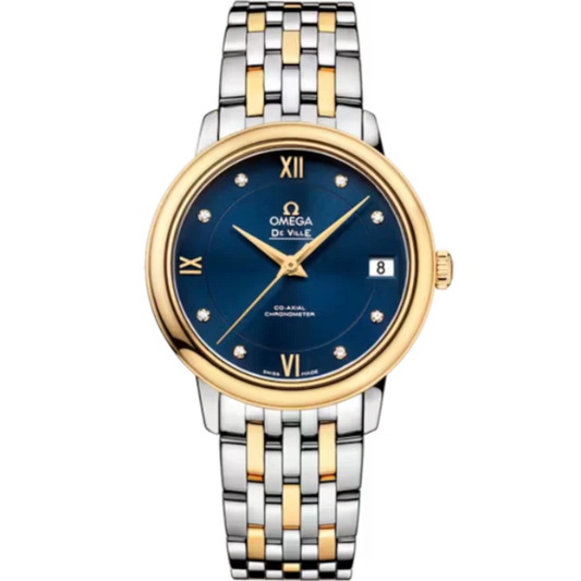 DE VILLE PRESTIGE 33 MM STAINLESS STEEL - YELLOW GOLD WITH BLUE DIAL