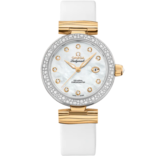 DE VILLE LADYMATIC 34 MM YELLOW GOLD WITH MOTHER OF PEARL DIAL