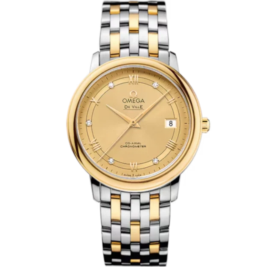 DE VILLE PRESTIGE 37 MM STAINLESS STEEL - YELLOW GOLD WITH YELLOW DIAL