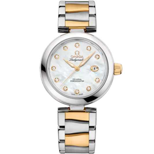 DE VILLE LADYMATIC 34 MM STAINLESS STEEL - YELLOW GOLD WITH MOTHER OF PEARL DIAL