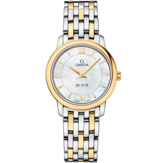 DE VILLE PRESTIGE 27 MM STAINLESS STEEL - YELLOW GOLD WITH MOTHER OF PEARL DIAL