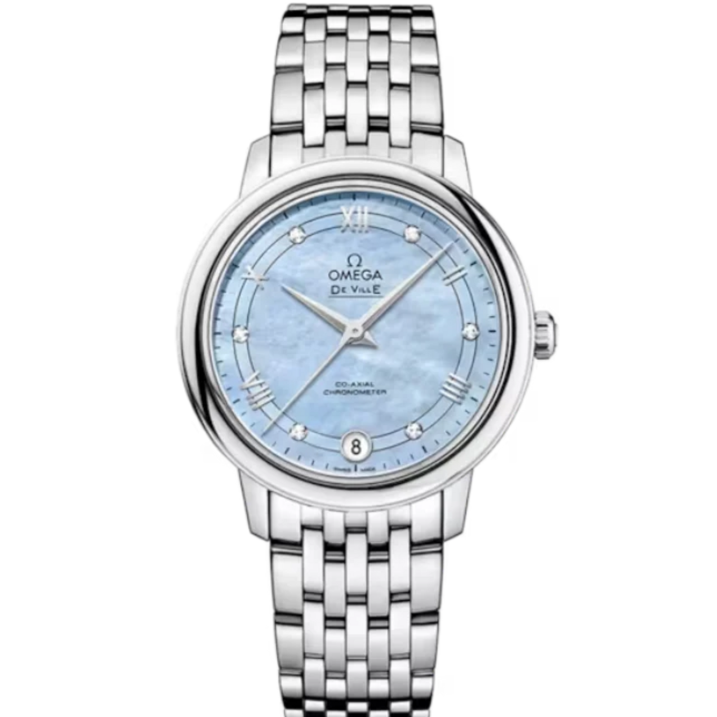 DE VILLE PRESTIGE 33 MM STAINLESS STEEL WITH BLUE MOTHER OF PEARL DIAL