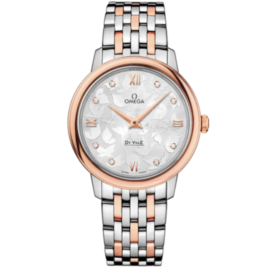 DE VILLE PRESTIGE BUTTERFLY 33 MM STAINLESS STEEL - RED GOLD WITH SILVER DIAL