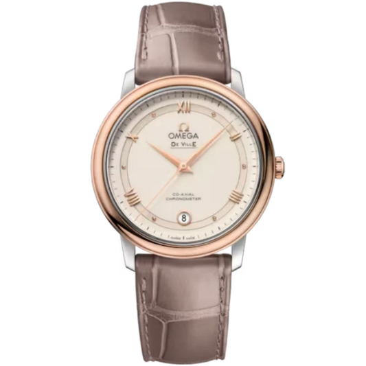 DE VILLE PRESTIGE 37 MM STAINLESS STEEL - RED GOLD WITH WHITE DIAL