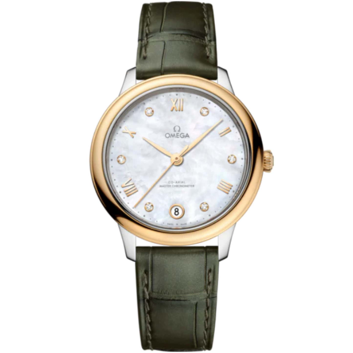 DE VILLE PRESTIGE 34 MM STAINLESS STEEL - YELLOW GOLD WITH MOTHER OF PEARL DIAL