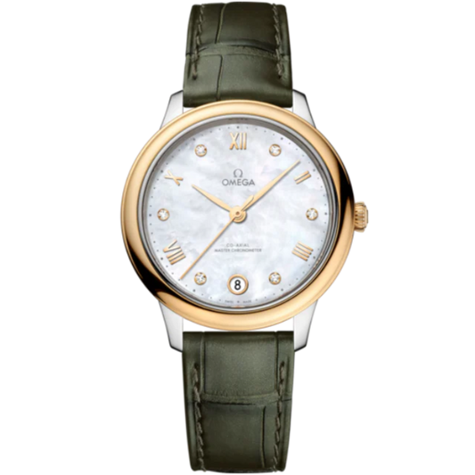 DE VILLE PRESTIGE 34 MM STAINLESS STEEL - YELLOW GOLD WITH MOTHER OF PEARL DIAL