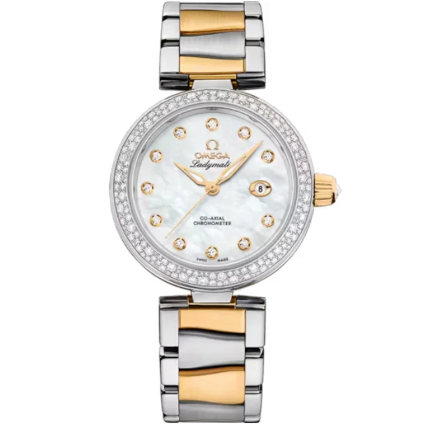 DE VILLE LADYMATIC 34 MM STAINLESS STEEL - YELLOW GOLD WITH MOTHER OF PEARL DIAL