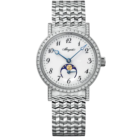 CLASSIQUE DAME 9088 30 MM WHITE GOLD WITH WHITE "GRAND FEU" ENAMEL DIAL