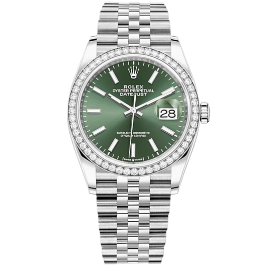 Datejust 36 36mm Oystersteel Jubilee Bracelet Mint Green Dial White Gold Diamond-set Bezel