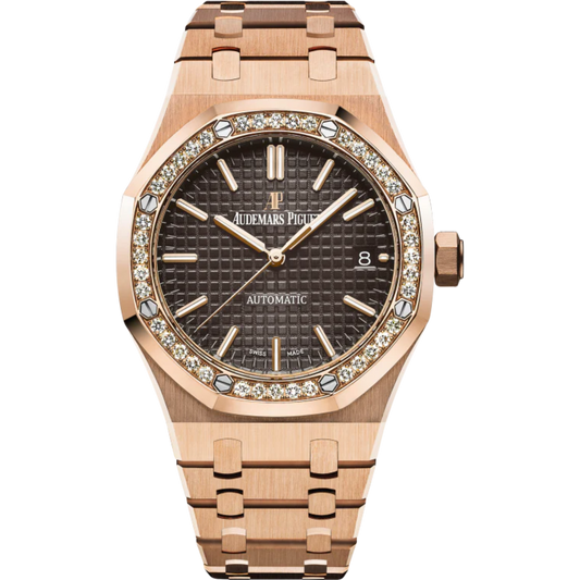 Royal Oak Selfwinding 37MM 18-Carat Pink Gold Bracelet Brown Dial With Grande Tapisserie Pattern 18-Carat Pink Gold Case Diamond-Set Bezel