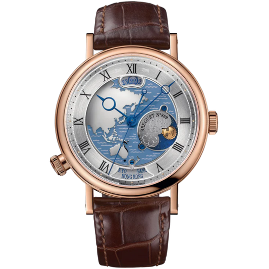 HORA MUNDI 5717 43 MM ROSE GOLD WITH BLUE "WAVE" MOTIF DIAL