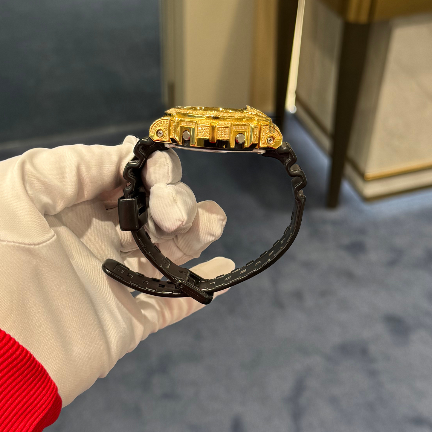Casio Iced out G Shock Digital Yellow Gold With Black Dial