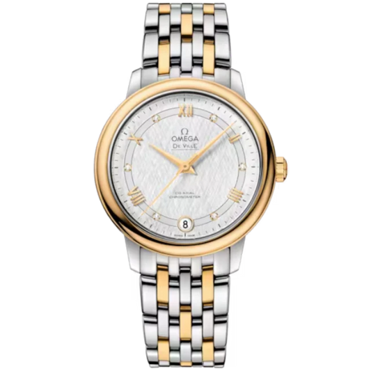 DE VILLE PRESTIGE 33 MM STAINLESS STEEL - YELLOW GOLD WITH SILVER DIAL