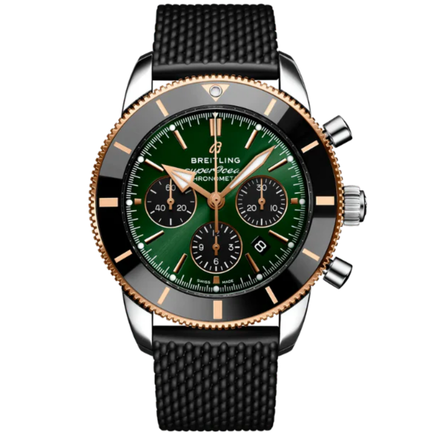 SUPEROCEAN HERITAGE B01 CHRONOGRAPH LIMITED EDITION 44 MM STAINLESS STEEL & 18K ROSE GOLD WITH GREEN DIAL