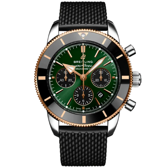 SUPEROCEAN HERITAGE B01 CHRONOGRAPH LIMITED EDITION 44 MM STAINLESS STEEL & 18K ROSE GOLD WITH GREEN DIAL