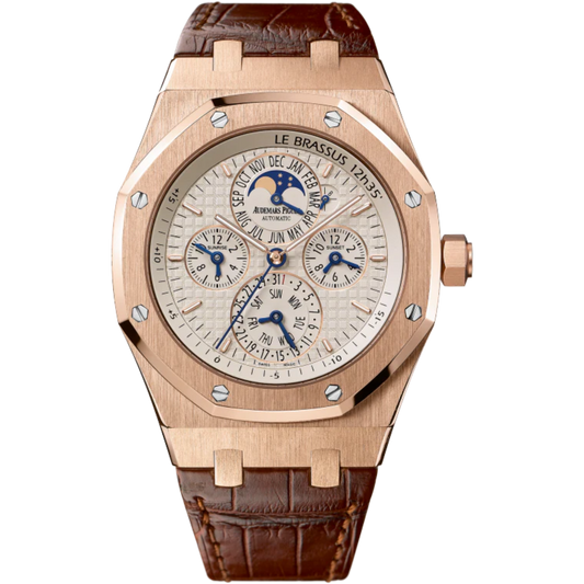 Royal Oak Equation of Time 42MM Brown Alligator Strap Silver-Toned Dial With Grande Tapisserie Pattern 18-Carat Pink Gold Case