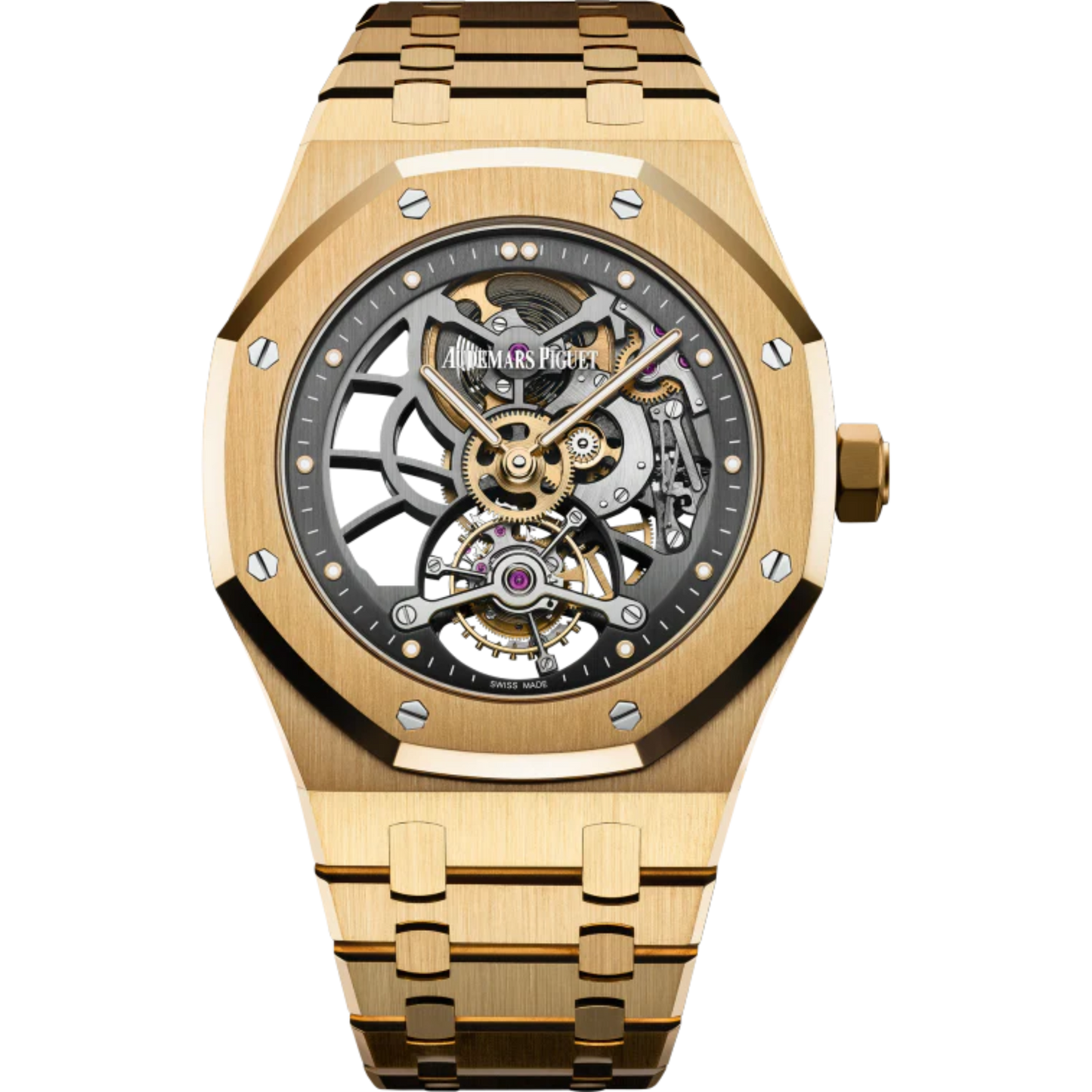 Royal Oak Tourbillon Extra-Thin Openworked 41MM 18-Carat Yellow Gold Bracelet Slate Grey Openworked Dial 18-Carat Yellow Gold Case