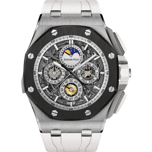 Royal Oak Offshore Grande Complication 44MM White Rubber Strap Smoked Sapphire Dial Titanium Case Ceramic Bezel
