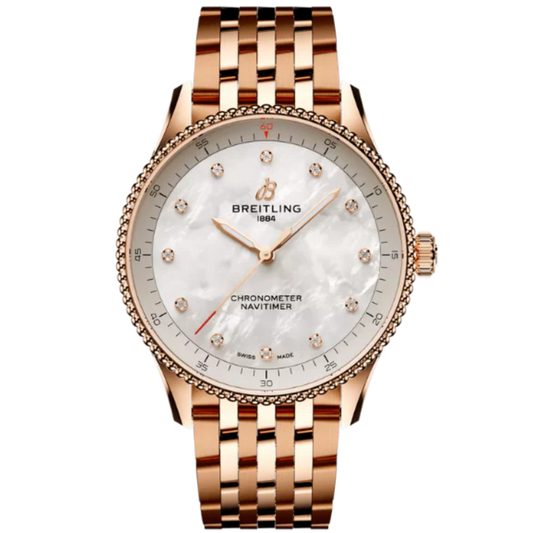NAVITIMER 32 MM STAINLESS STEEL AND 18K ROSE GOLD WITH MOTHER OF PEARL DIAL