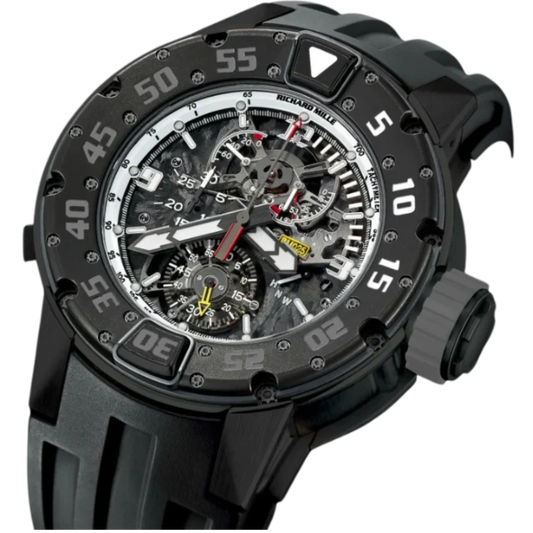 RM 025 Tourbillon Chronograph Black Strap Black-Colored Titanium and Carbon Composite Case