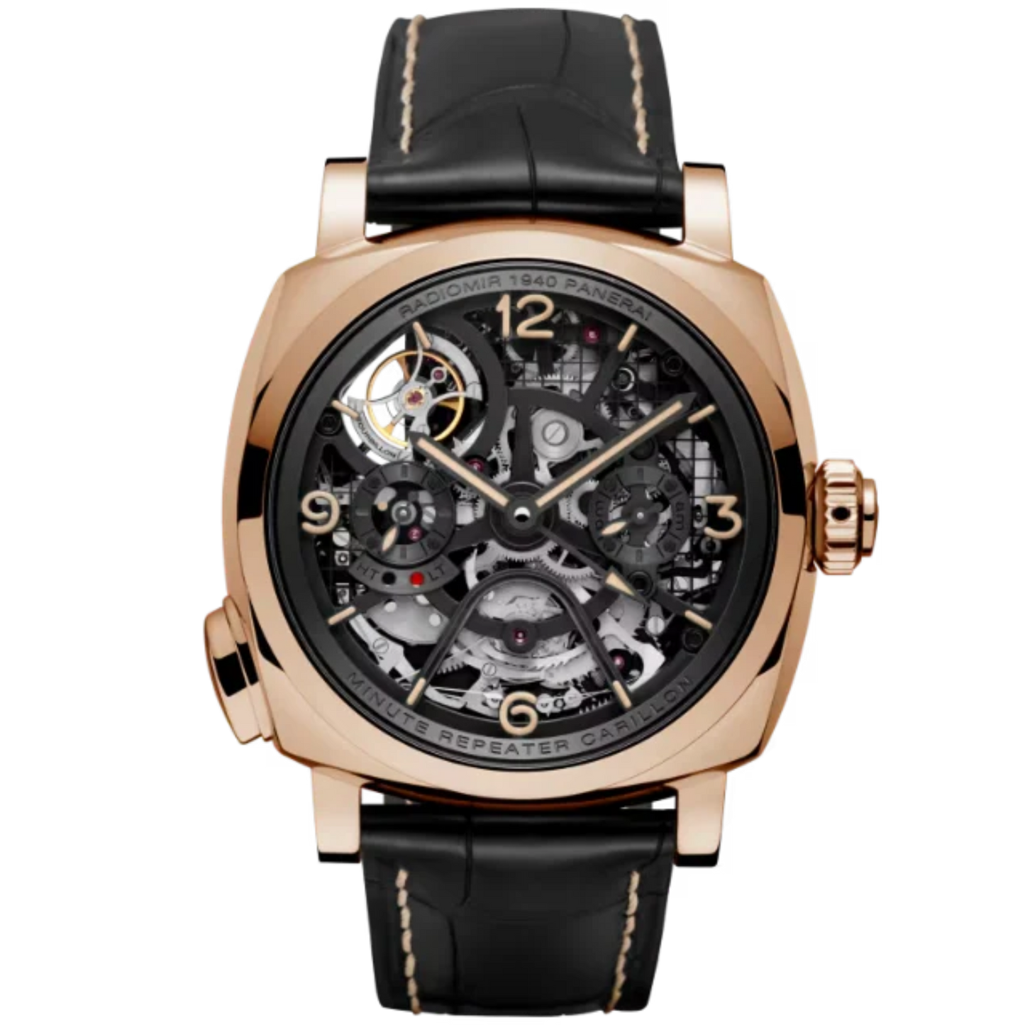 RADIOMIR MINUTE REPEATER TOURBILLION GMT PAM00600 49 MM GOLD WITH BLACK DIAL