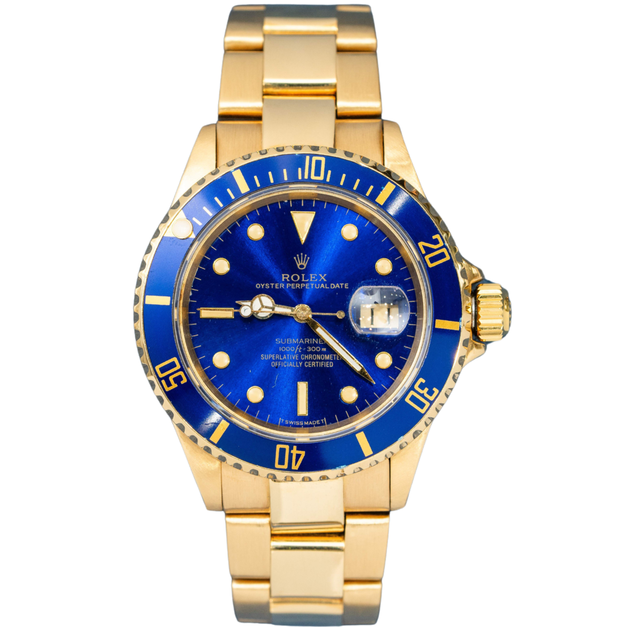 Rolex Submariner Ref. 16618LB 40MM Yellow Gold Blue Dial