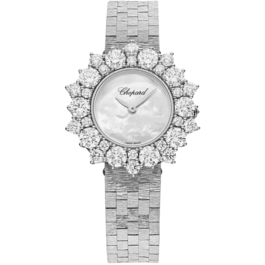 L'HEURE DU DIAMANT 30 MM ETHICAL WHITE GOLD WITH MOTHER OF PEARL DIAL