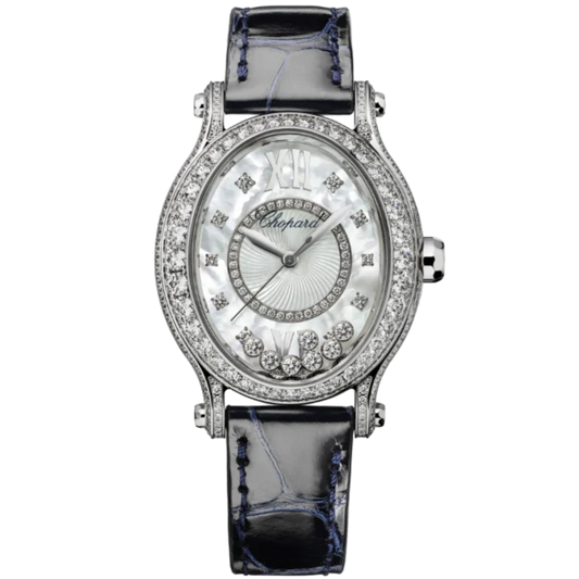 HAPPY SPORT 31 MM ETHICAL WHITE GOLD WITH MOTHER OF PEARL DIAL