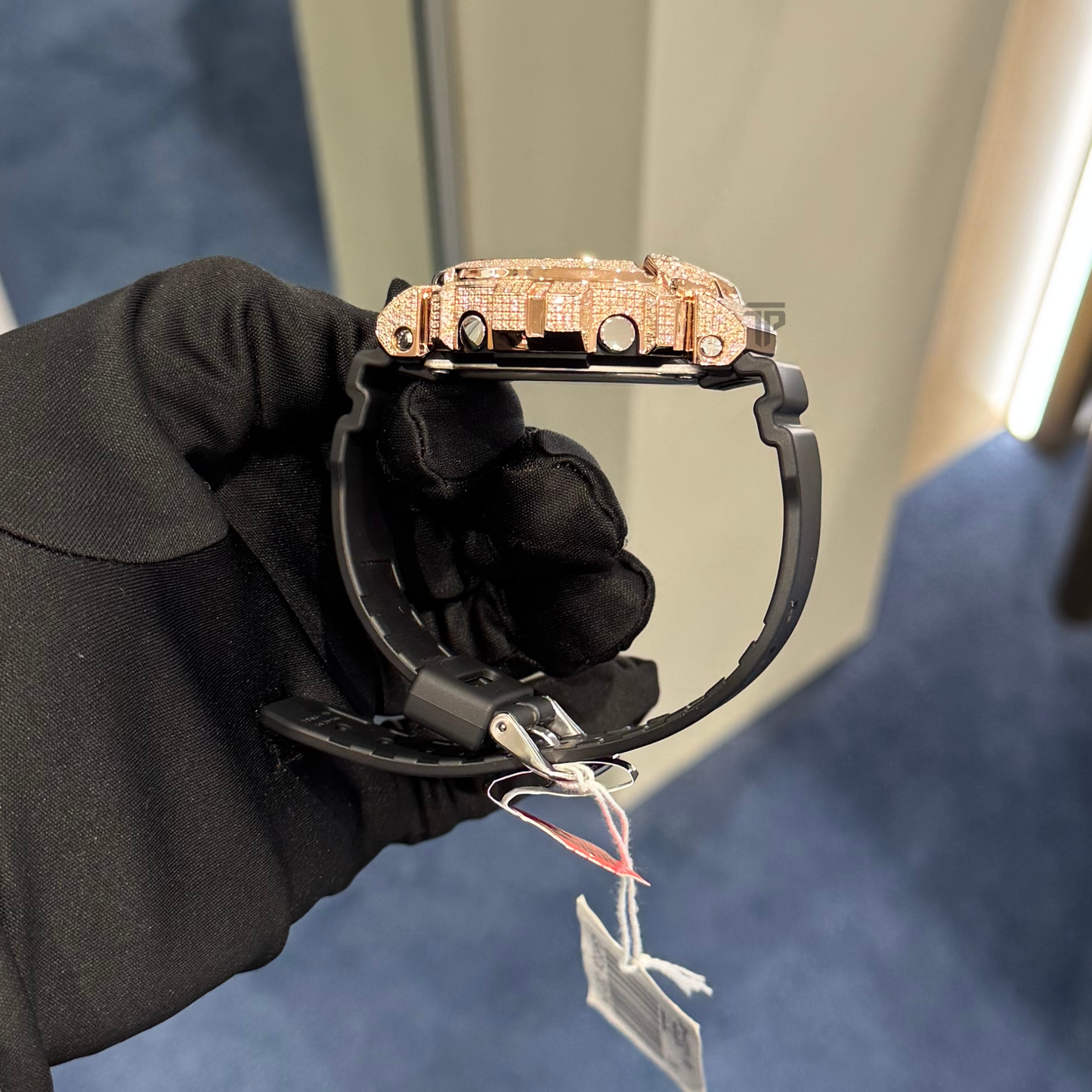 Casio Iced Out G Shock Digital Rose Gold with Black Dial