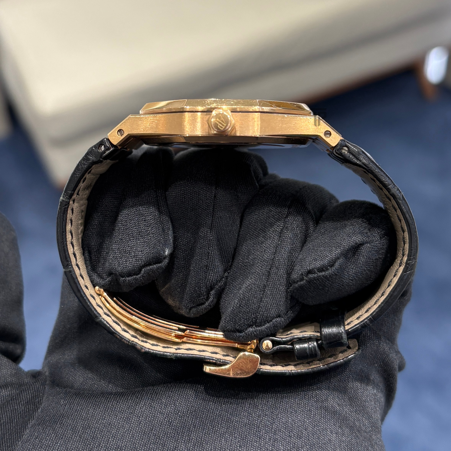 Audemars Piguet Ref. 15300OR.OO.D002CR.01 39MM Rose Gold Black Dial Royal Oak on Leather