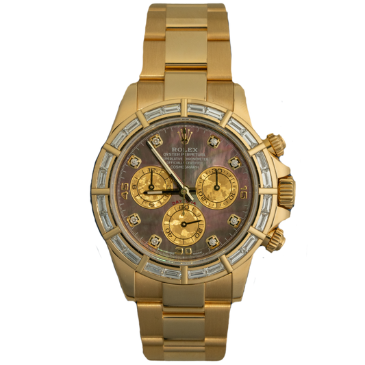 Rolex Daytona Ref. 116568BR Yellow Gold Baguette Mother of Pearl Dial