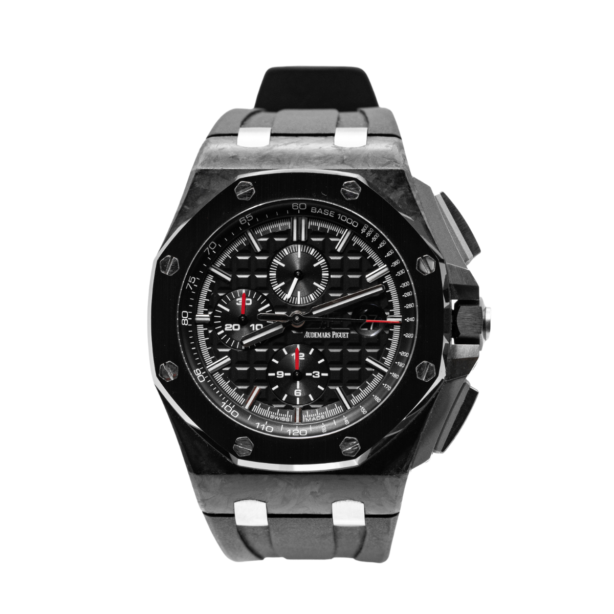 Royal Oak Offshore Chronograph 44MM Black Rubber Strap Black Dial With Méga Tapisserie Forged Carbon Case Pattern Black Ceramic Bezel