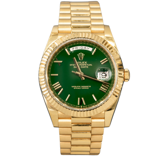 Rolex Day Date Ref. 228238 40MM Yellow Gold Green Roman Dial