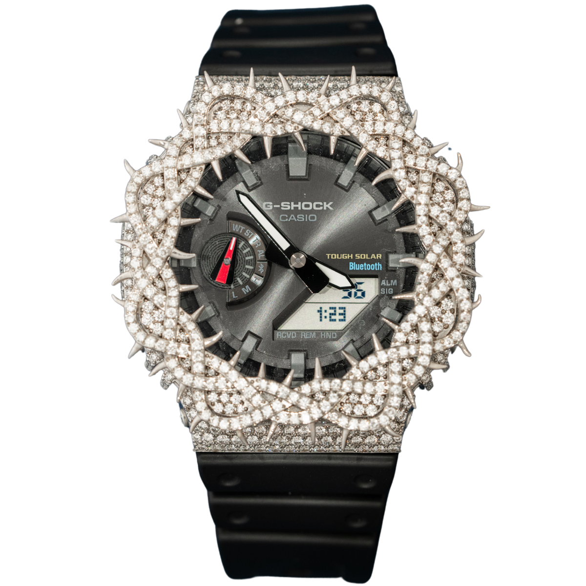 Casio Iced out G-SHOCK with Thorns All White Bezel 7.50 CTW Diamonds