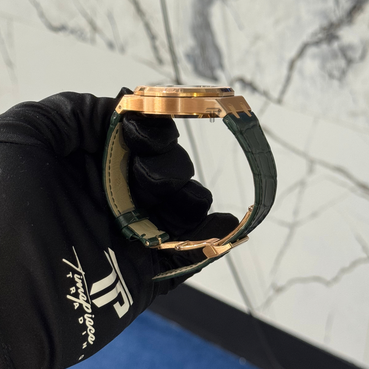 Audemars Piguet Royal Oak Ref. 26240OR.OO.D404CR.02 41mm Rose Gold Chronograph On Leather Green Dial