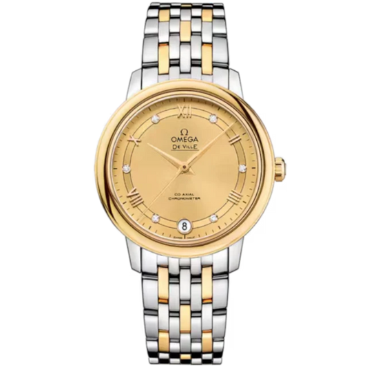 DE VILLE PRESTIGE 33 MM STAINLESS STEEL - YELLOW GOLD WITH YELLOW DIAL