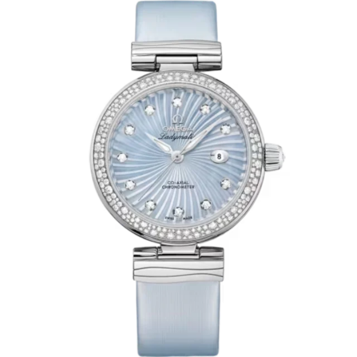 DE VILLE LADYMATIC 34 MM STAINLESS STEEL WITH BLUE MOTHER OF PEARL DIAL