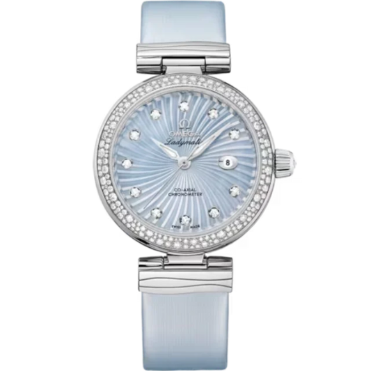 DE VILLE LADYMATIC 34 MM STAINLESS STEEL WITH BLUE MOTHER OF PEARL DIAL