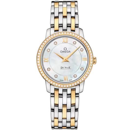 DE VILLE PRESTIGE 27 MM STAINLESS STEEL - YELLOW GOLD WITH MOTHER OF PEARL DIAL