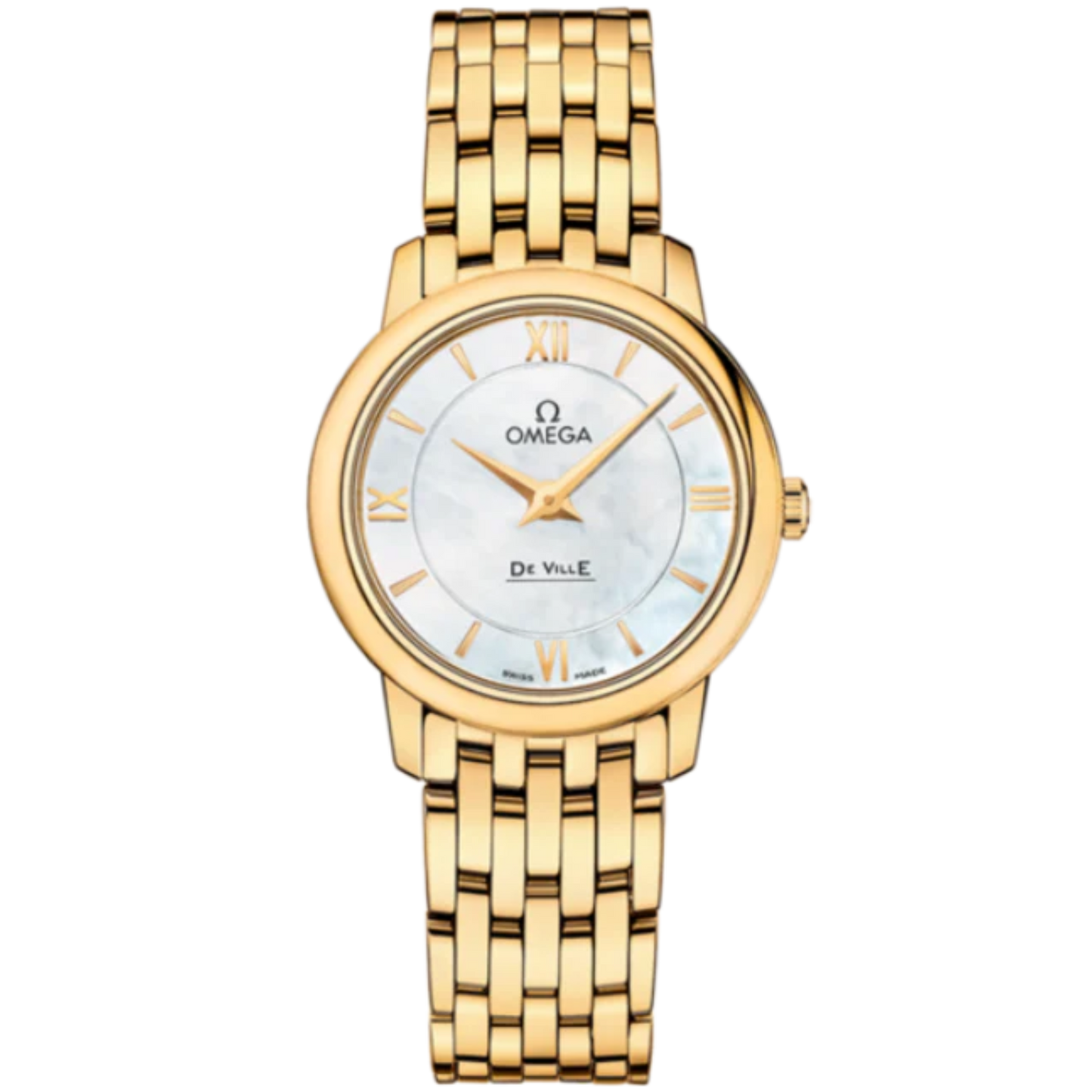 DE VILLE PRESTIGE 27 MM YELLOW GOLD WITH MOTHER OF PEARL DIAL