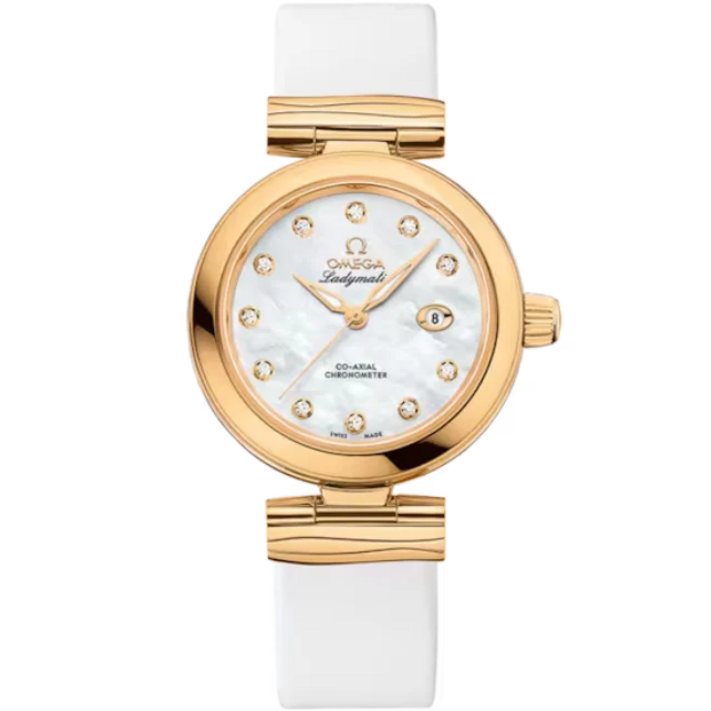 DE VILLE LADYMATIC 34 MM YELLOW GOLD WITH MOTHER OF PEARL DIAL