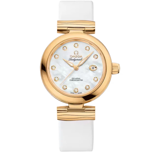 DE VILLE LADYMATIC 34 MM YELLOW GOLD WITH MOTHER OF PEARL DIAL
