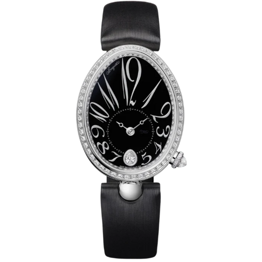 REINE DE NAPLES 8918 36 MM WHITE GOLD WITH BLACK "GRAND FEU" ENAMEL DIAL
