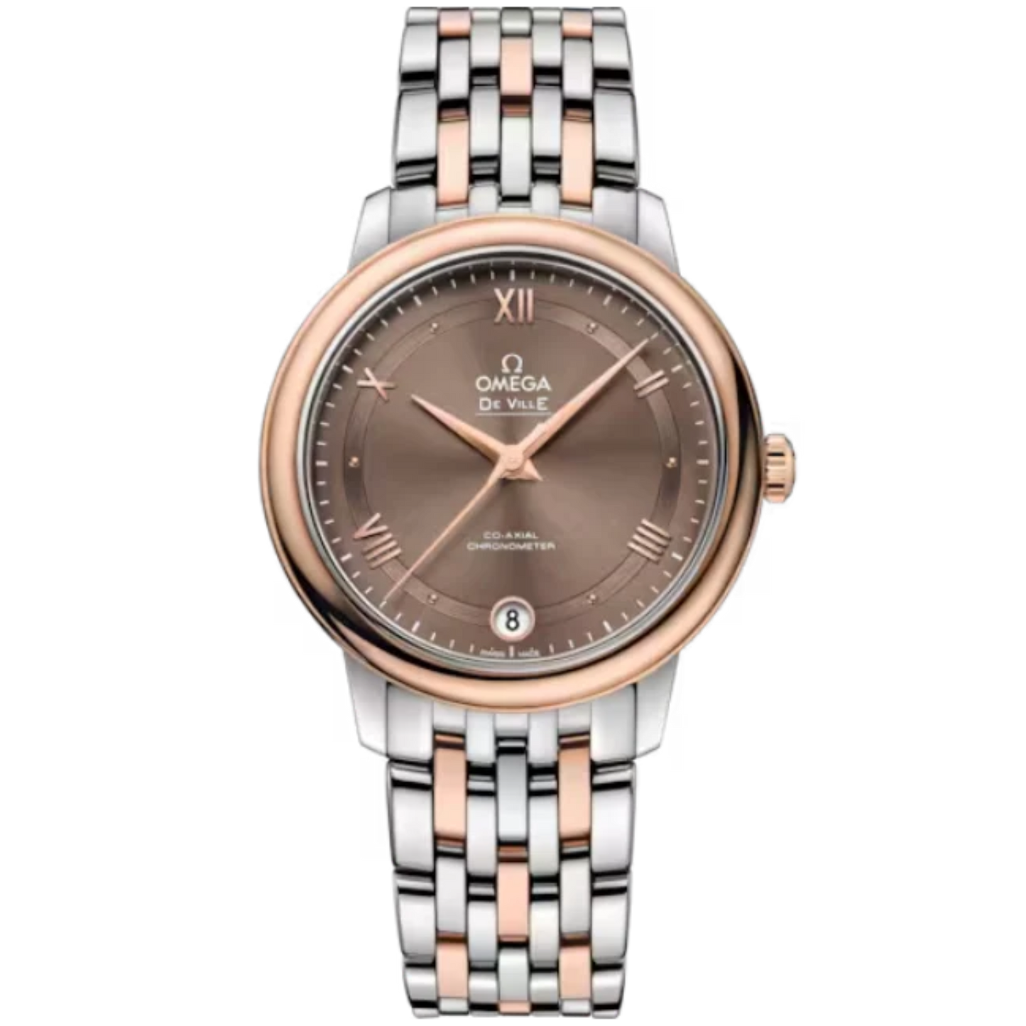 DE VILLE PRESTIGE 33 MM STAINLESS STEEL - RED GOLD WITH BROWN DIAL