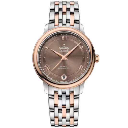 DE VILLE PRESTIGE 33 MM STAINLESS STEEL - RED GOLD WITH BROWN DIAL
