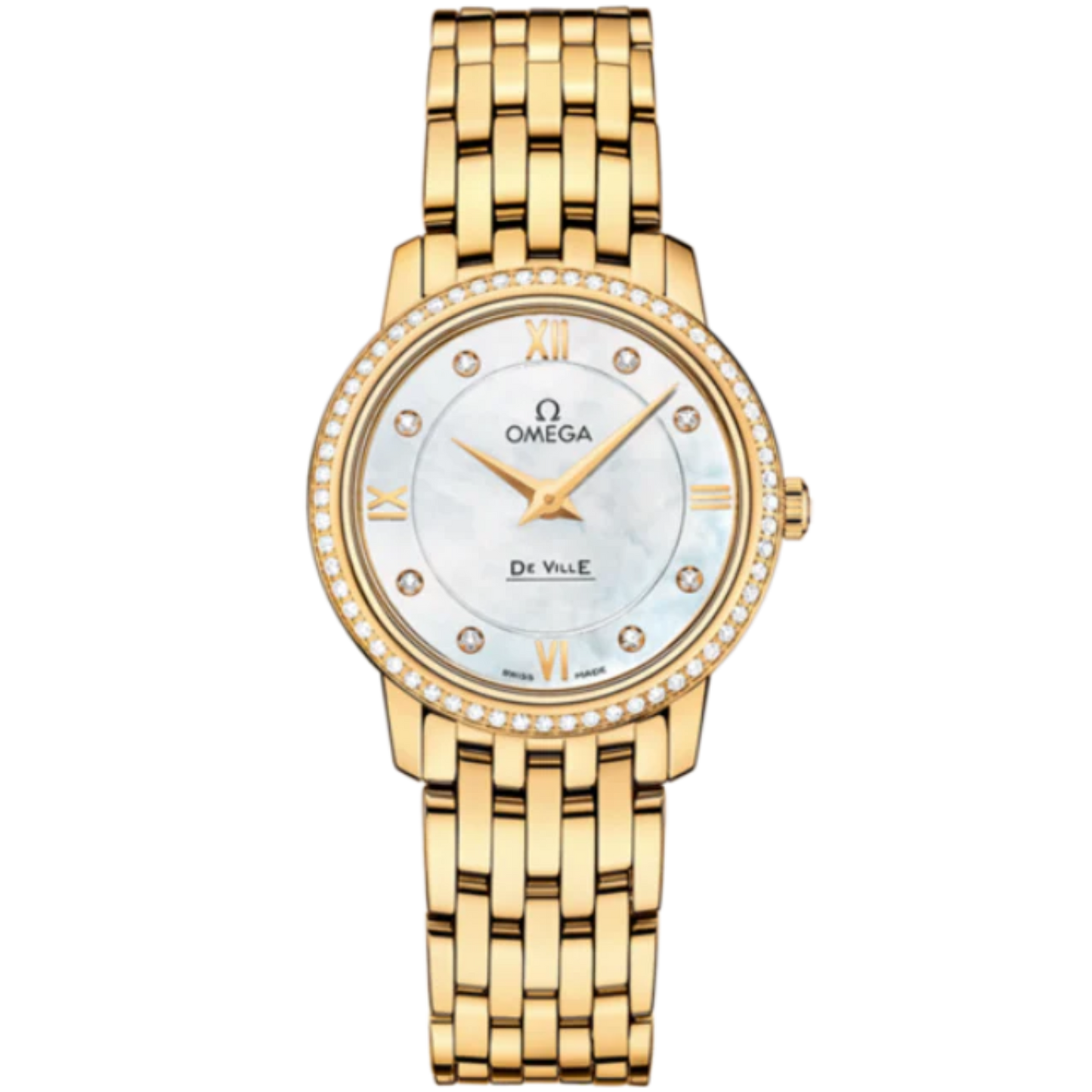 DE VILLE PRESTIGE 27 MM YELLOW GOLD WITH MOTHER OF PEARL DIAL