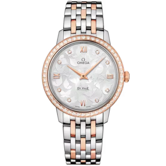 DE VILLE PRESTIGE BUTTERFLY 33 MM STAINLESS STEEL - RED GOLD WITH SILVER DIAL