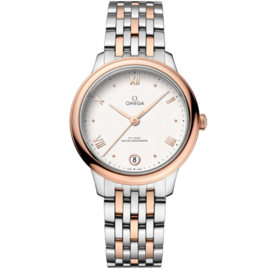 DE VILLE PRESTIGE 34 MM STAINLESS STEEL - SEDNA™ GOLD WITH SILVER DIAL