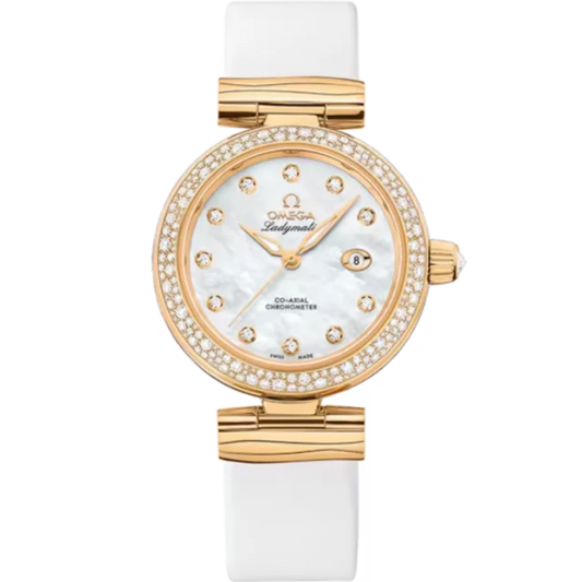 DE VILLE LADYMATIC 34 MM YELLOW GOLD WITH MOTHER OF PEARL DIAL